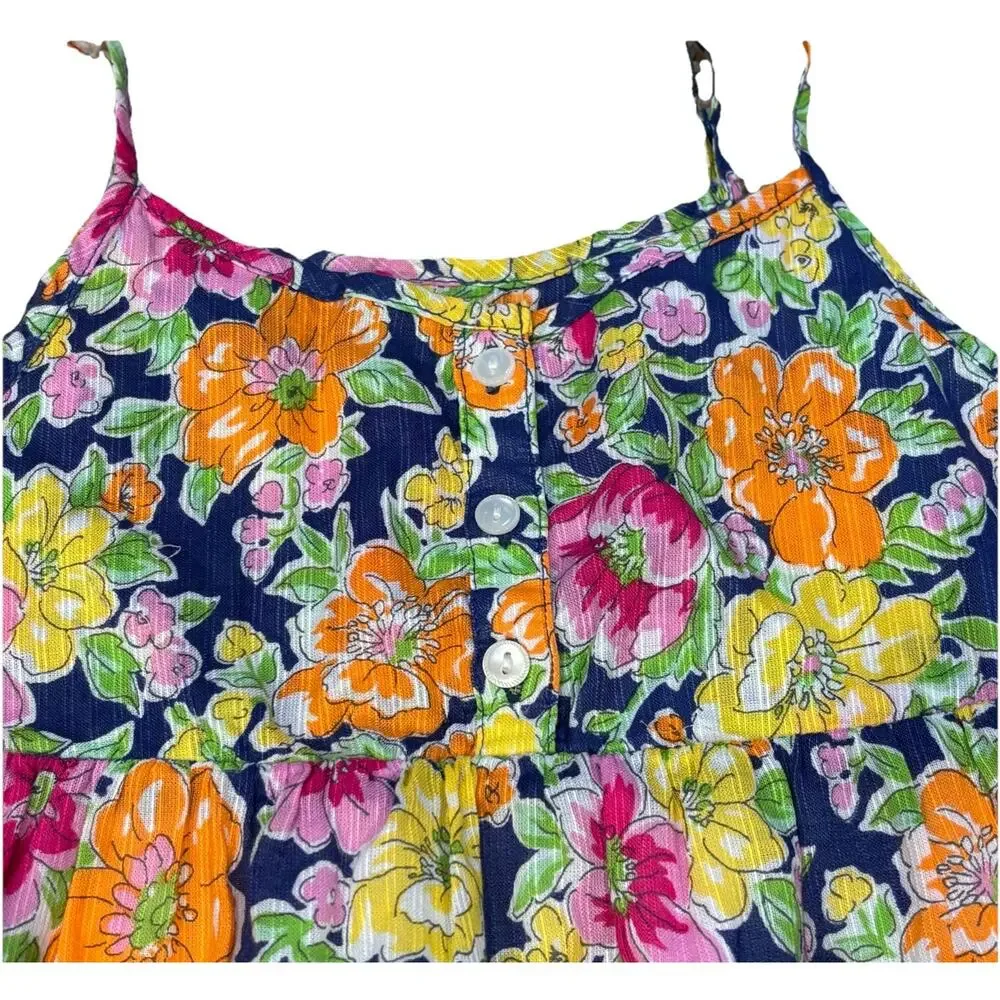Ralph Lauren Girls Floral Gauzy Tiered Ruffled Maxi Dress Spaghetti Straps 6X